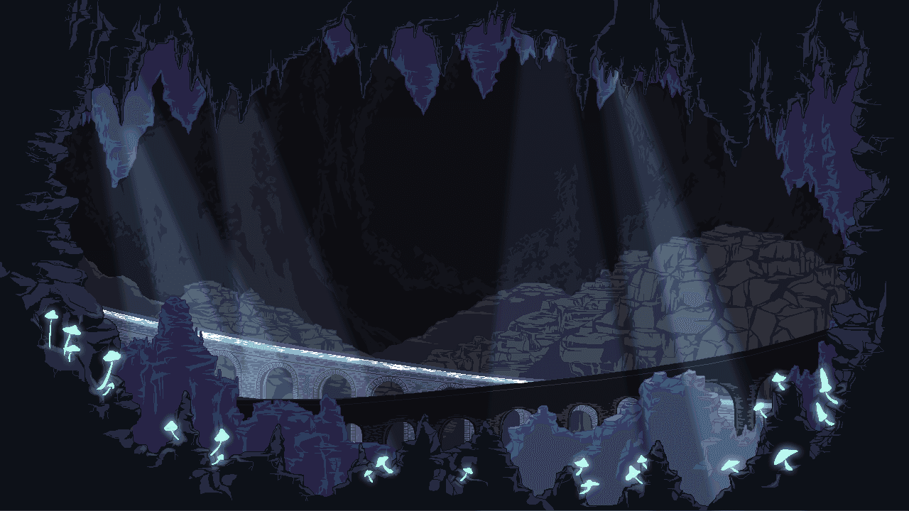 Large pixel art cave environment study by Thunder Noise