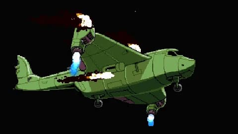Animated damaged airship pixel art