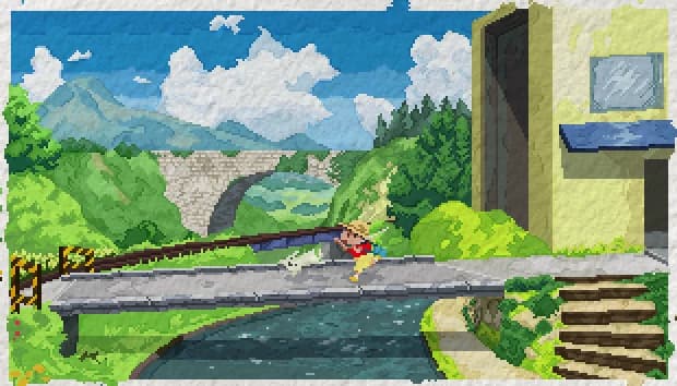 Pixel art environment used to represent artistic level design in Unity